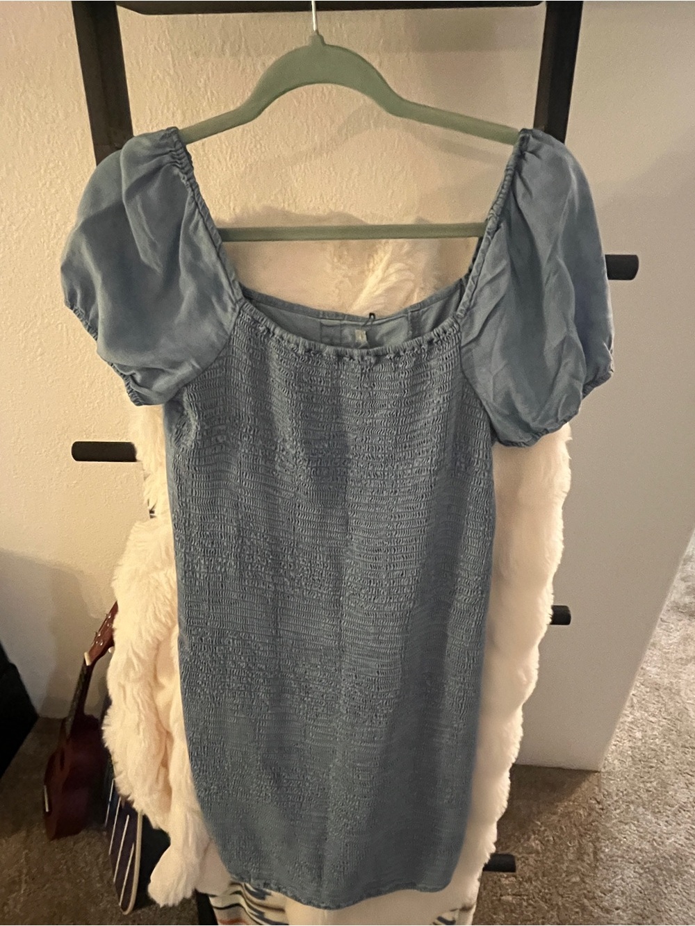 Marshalls Dusty Blue Button-Front Square Neck Dress - Picture 3 of 4